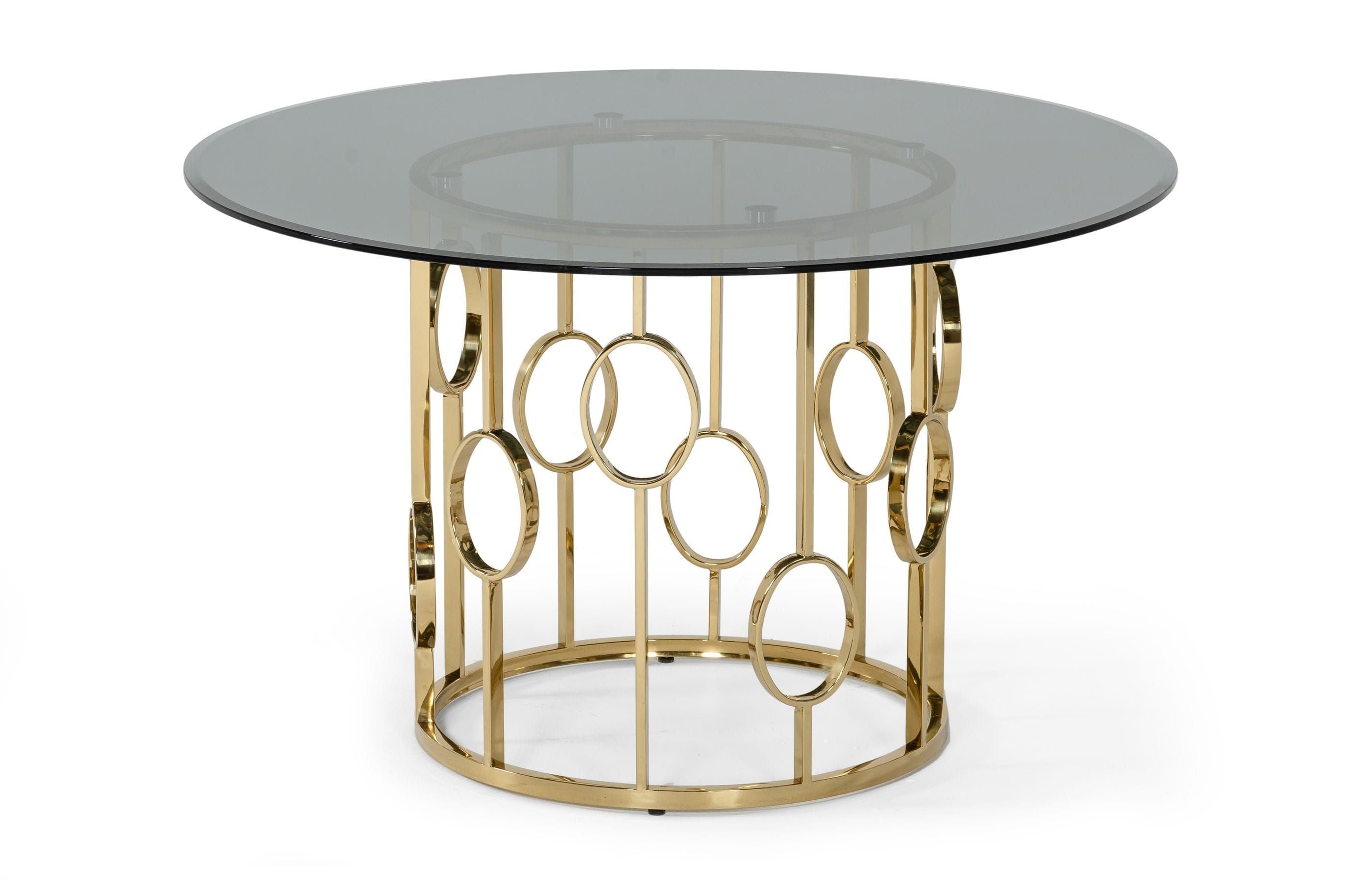 Modrest Filbert Modern Smoked Glass & Champagne Gold Dining Table Model VGZAT122-GOLD-DT
