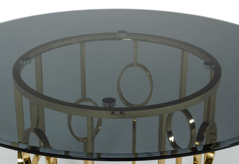 Modrest Filbert Modern Smoked Glass & Champagne Gold Dining Table Model VGZAT122-GOLD-DT