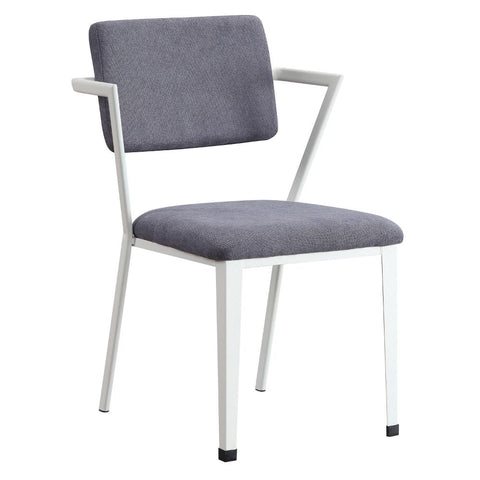 ACME Cargo Gray Fabric & White Finish Cargo Dining Chair (Set-2) Model 77882