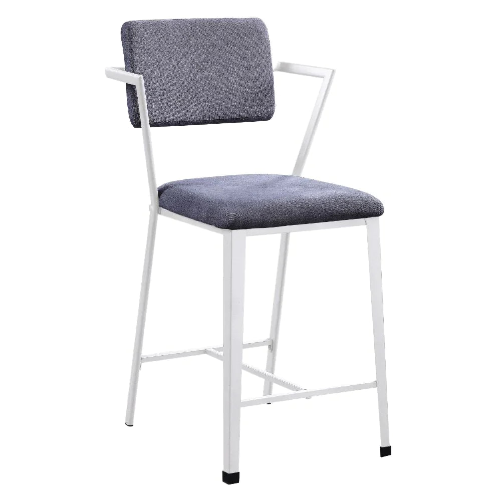 Cargo Gray Fabric & White Counter Height Chair Model 77887 By ACME Furniture