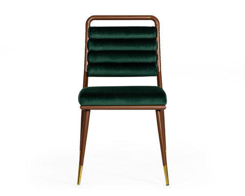 Modrest Biscay Modern Dark Green & Walnut Steel Dining Chair By VIG Furniture