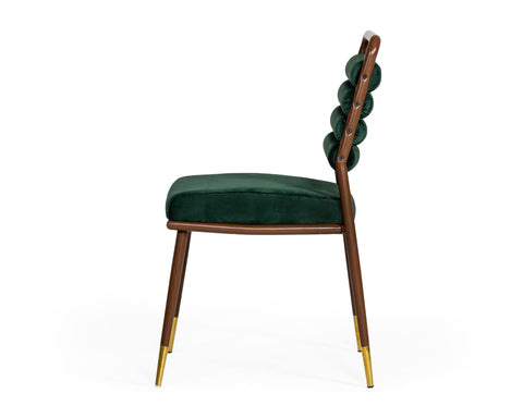 Modrest Biscay Modern Dark Green & Walnut Steel Dining Chair By VIG Furniture