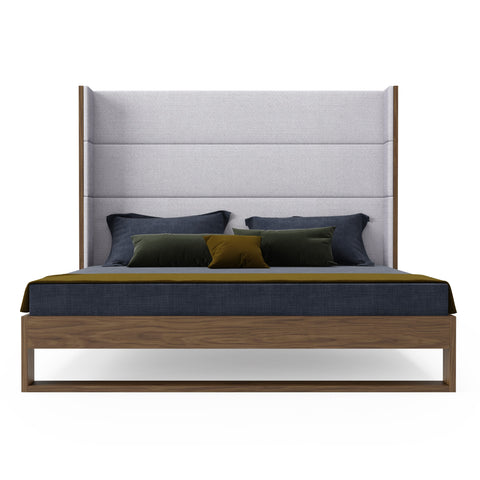 Modrest Helenora Contemporary Grey Fabric & Walnut Trim Bed Model VGVC-BD1502-WAL
