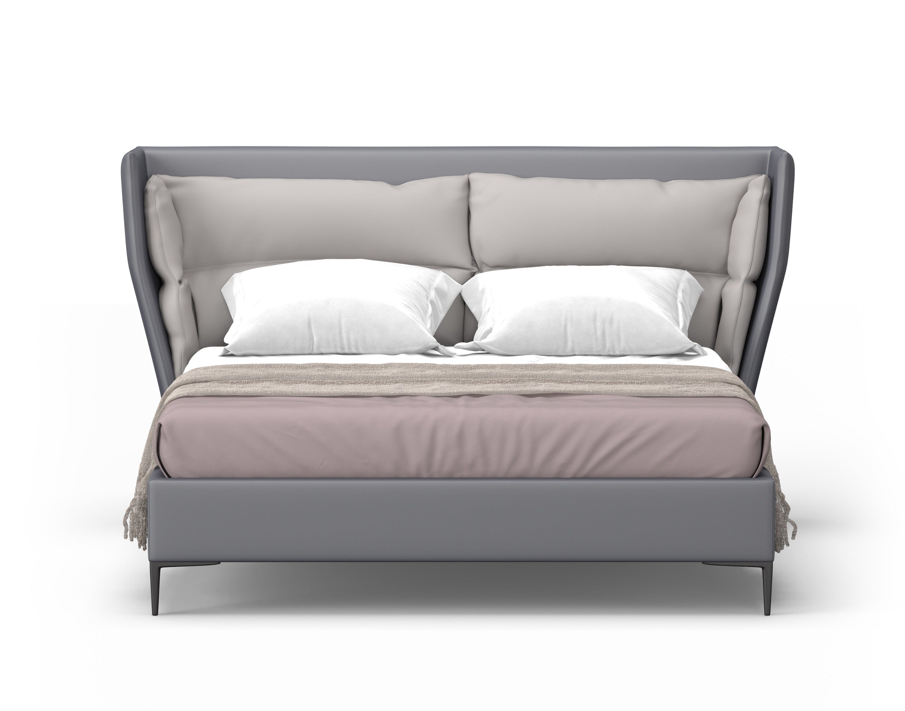 Modrest Jolene Eastern King Dark & Light Grey Leatherette Bed Model VGBBMA2013K-GRY-BED-EK