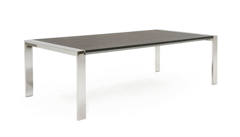 Modrest Fauna Modern Elm Grey & Stainless Steel Chrome Dining Table Model VGBBBN-2T-GREY-DT
