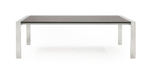 Modrest Fauna Modern Elm Grey & Stainless Steel Chrome Dining Table Model VGBBBN-2T-GREY-DT