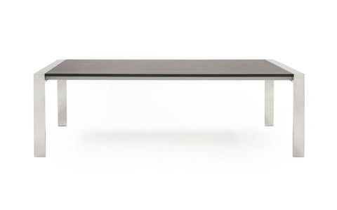 Modrest Fauna Modern Elm Grey & Stainless Steel Chrome Dining Table Model VGBBBN-2T-GREY-DT