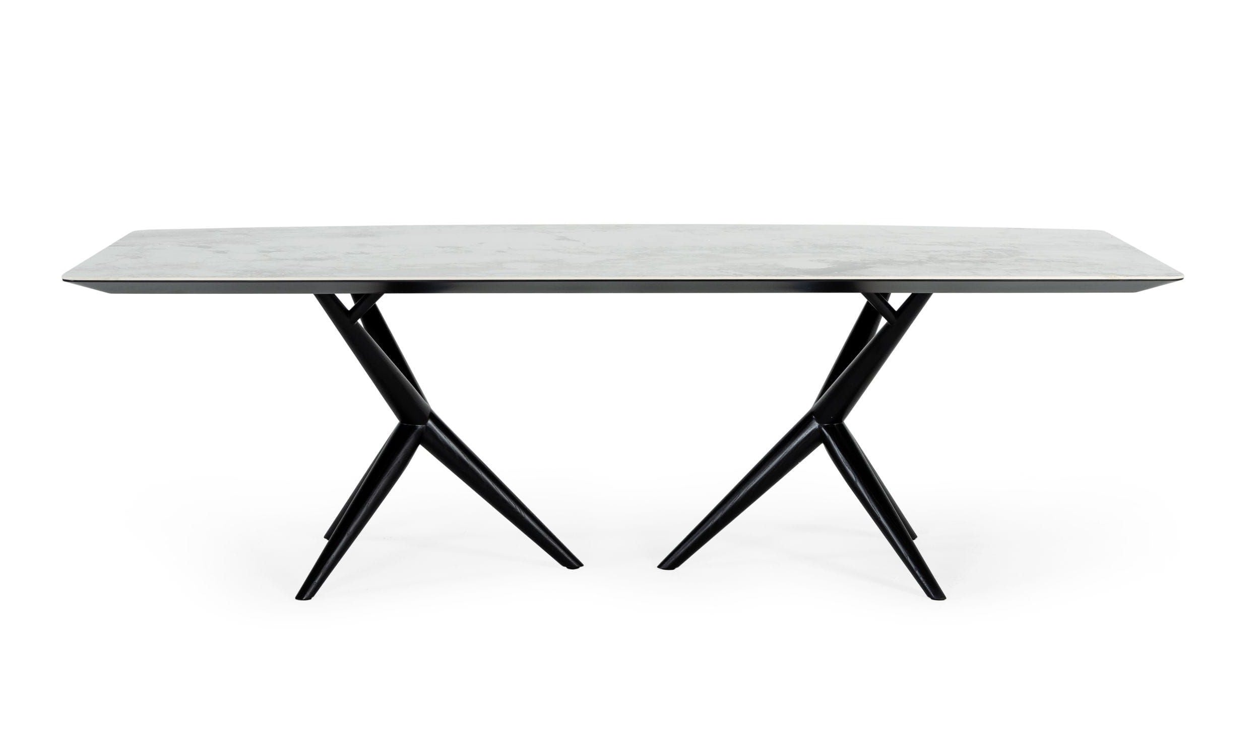 Modrest Stetson Modern White Ceramic & Smoked Ash Dining Table Model VGCSDT-20046-WHT-DT