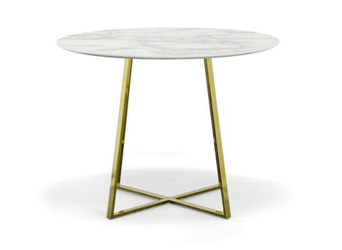 Modrest Swain Modern Faux Marble & Gold Round Dining Table Model VGFHFDT8004