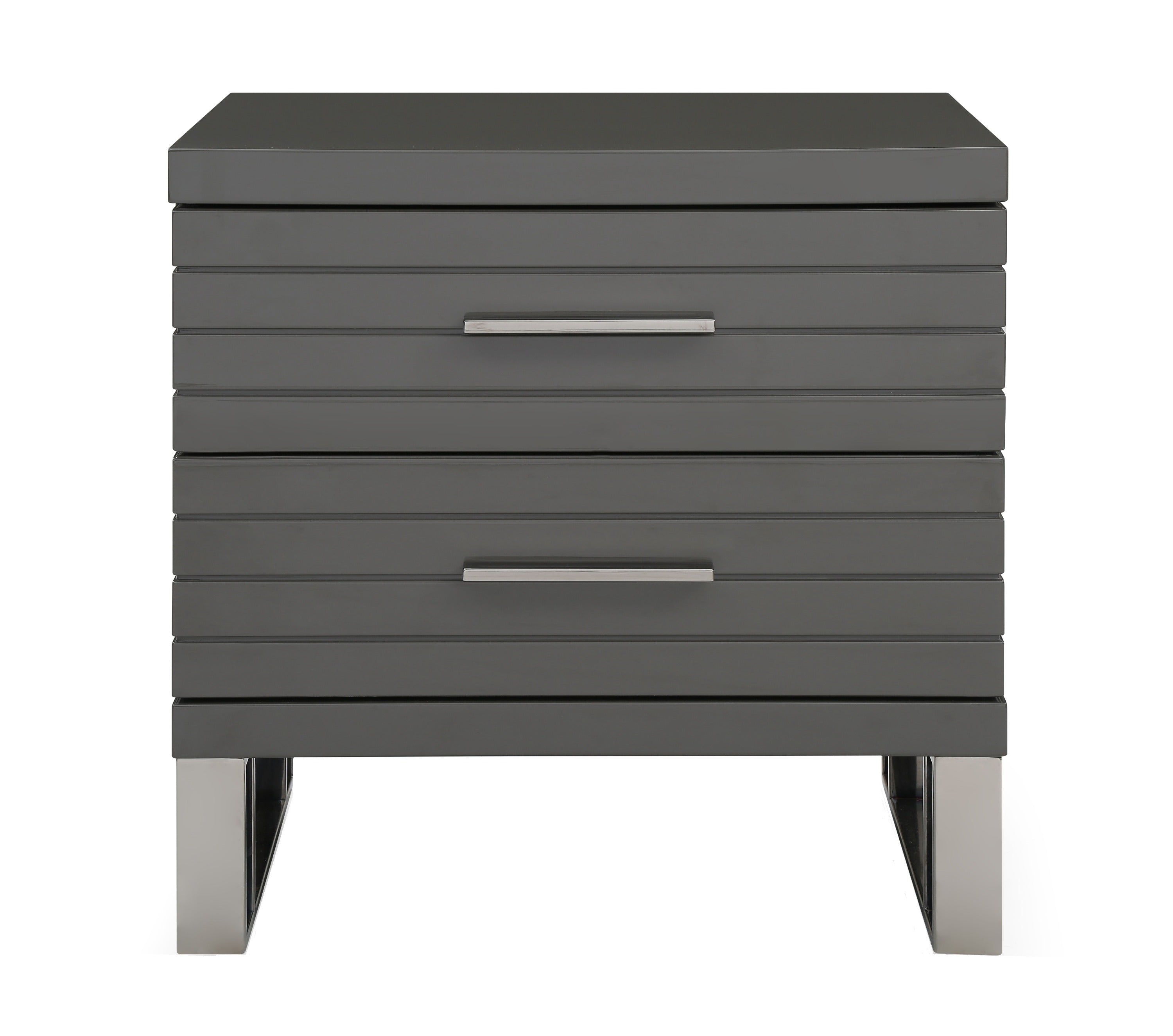 Modrest Splendor Grey High Gloss Slatted Nightstand Model VGVCN20256-GRY-NS