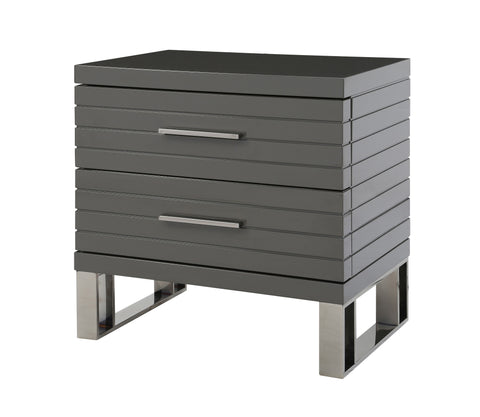 Modrest Splendor Grey High Gloss Slatted Nightstand Model VGVCN20256-GRY-NS