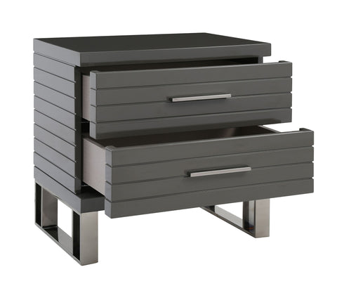 Modrest Splendor Grey High Gloss Slatted Nightstand Model VGVCN20256-GRY-NS