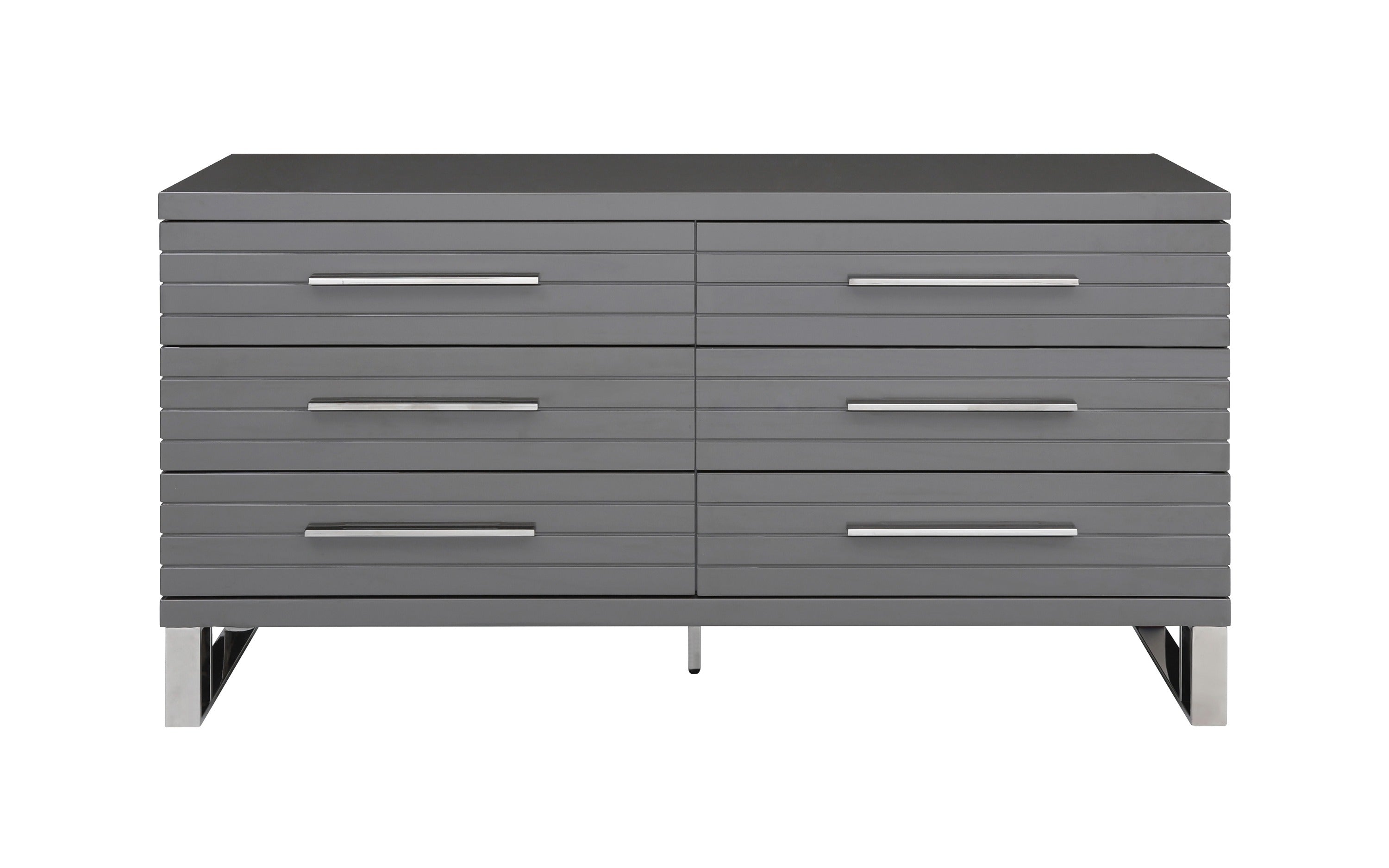 Modrest Splendor Grey High Gloss Slatted Dresser Model VGVCJ20256-D-GREY-DRS