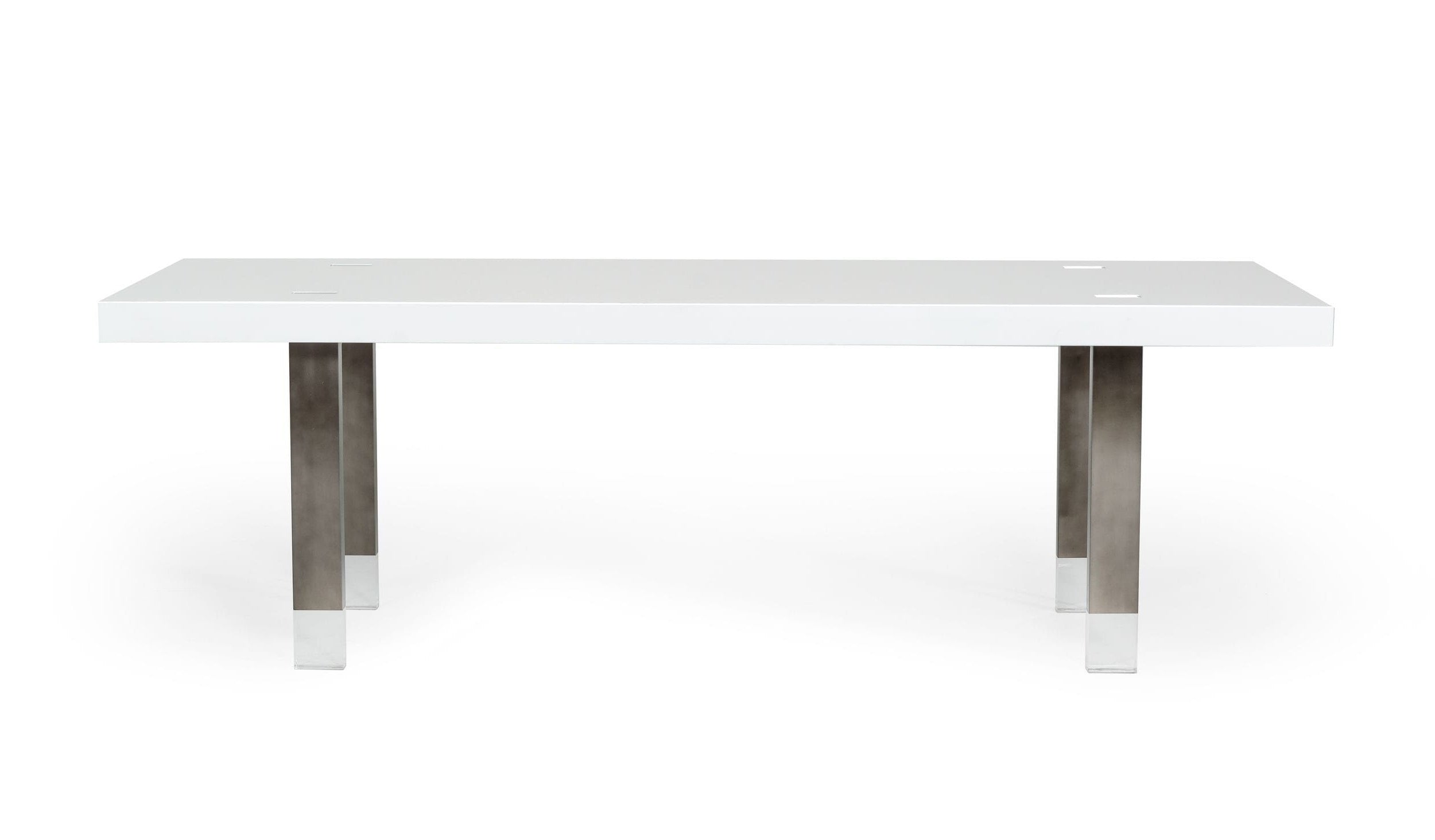 Modrest Lenny Modern White High Gloss & Stainless Steel Gun Metal Dining Table Model VGGMDT-1393B-WHT-DT