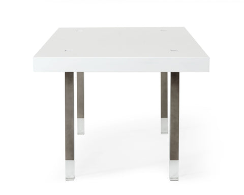 Modrest Lenny Modern White High Gloss & Stainless Steel Gun Metal Dining Table Model VGGMDT-1393B-WHT-DT
