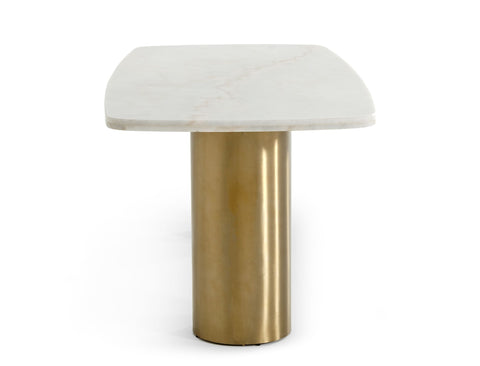 Modrest Rocky Glam White Marble & Brush Gold Dining Table Model VGGMM-DT-1360A-DT