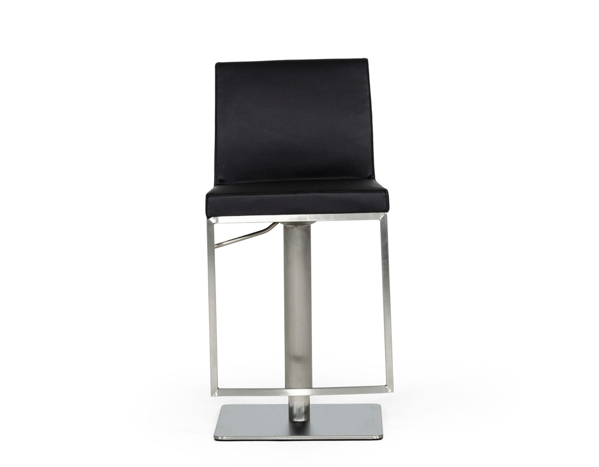 Modrest Folsum Modern Black & Brushed Stainless Steel Bar Stool Model VGHR5040GB-1-BLK-BS