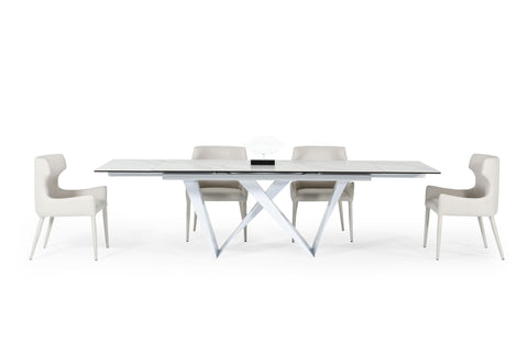 Modrest Fritz Modern White Extendable Ceramic Dining Table Model VGNSGD8767-WHT