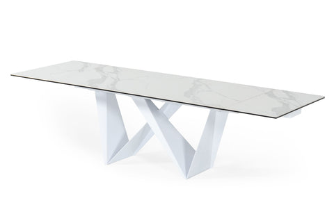 Modrest Fritz Modern White Extendable Ceramic Dining Table Model VGNSGD8767-WHT