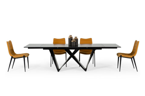 Modrest Fritz Modern Black Extendable Ceramic Dining Table Model VGNSGD8767-BLK-DT