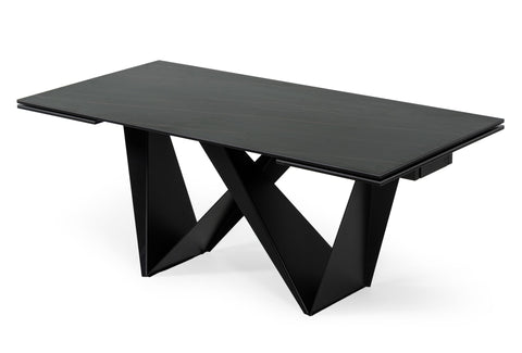 Modrest Fritz Modern Black Extendable Ceramic Dining Table Model VGNSGD8767-BLK-DT