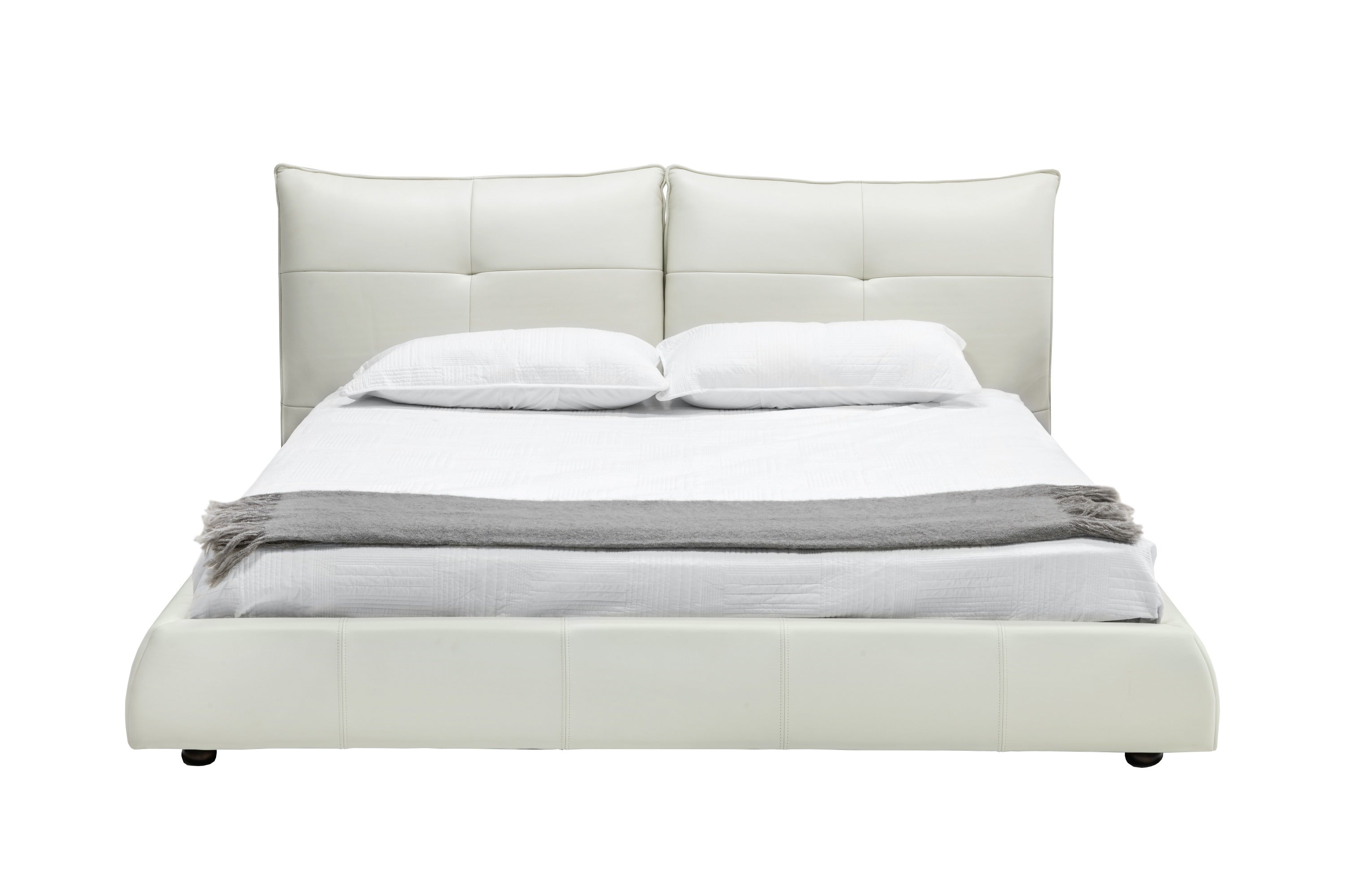Modrest Patrick Modern White Leather Bed Model VGKKB-75X-BED