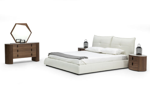 Modrest Patrick Modern White Leather Bed Model VGKKB-75X-BED