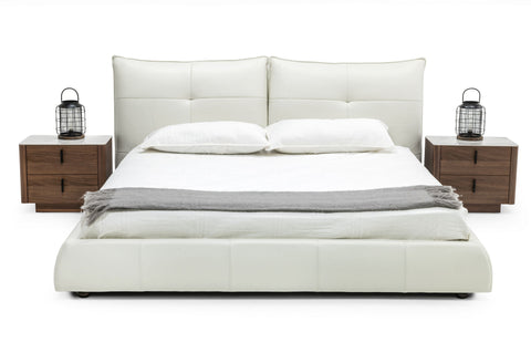 Modrest Patrick Modern White Leather Bed Model VGKKB-75X-BED