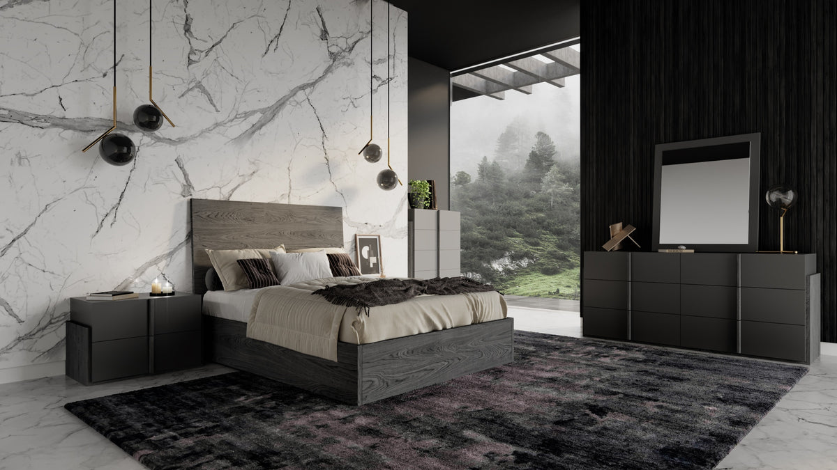 Eastern King Nova Domus Lucia Italian Modern Matte Grey & Elm Grey 4 Piece Bedroom Set Model VGACLUCIA-4PC-SET-EK