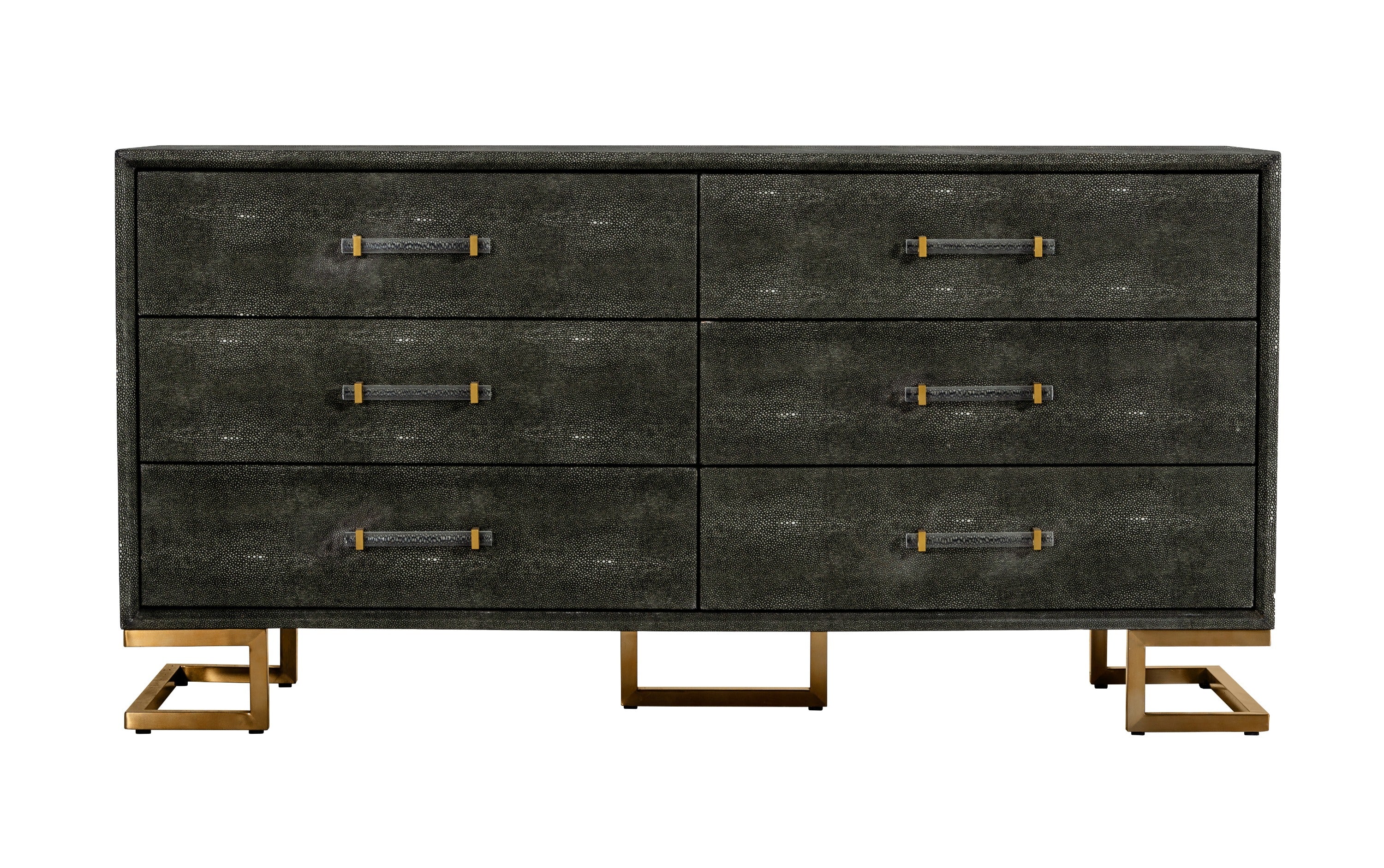 Modrest Howard Modern Shagreen Grey Leatherette & Gold Dresser Model VGGMCHD-1528-6-DRS