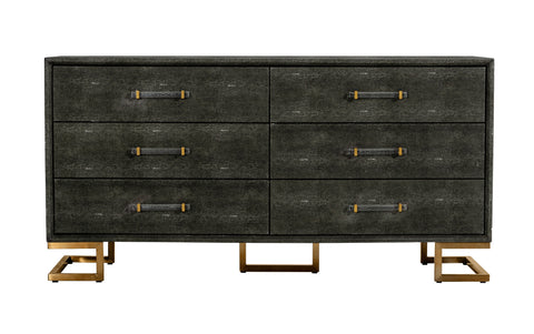 Modrest Howard Modern Shagreen Grey Leatherette & Gold Dresser Model VGGMCHD-1528-6-DRS