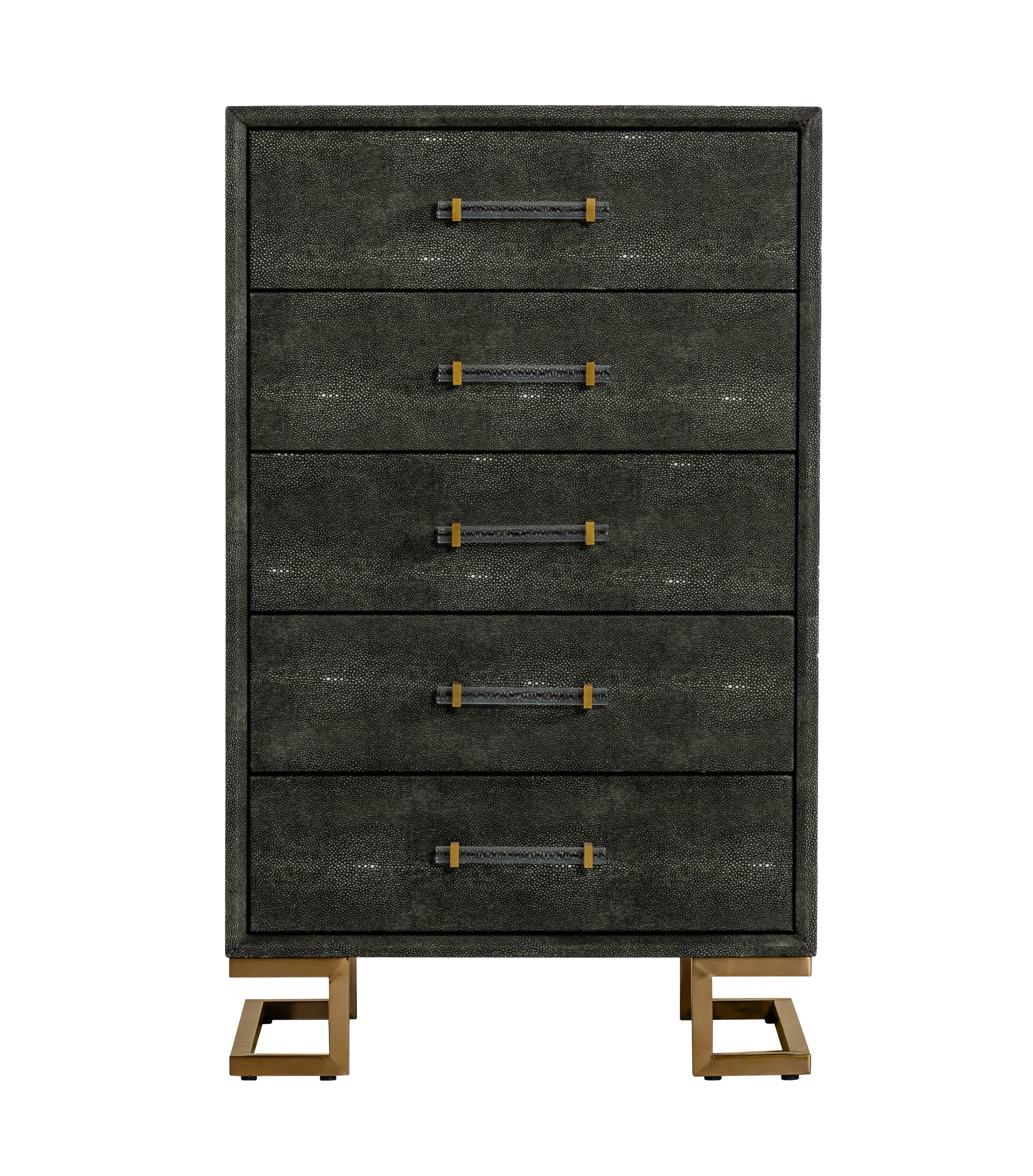 Modrest Howard Modern Shagreen Grey Leatherette & Gold Chest Model VGGMCHD-1528-5-CHEST