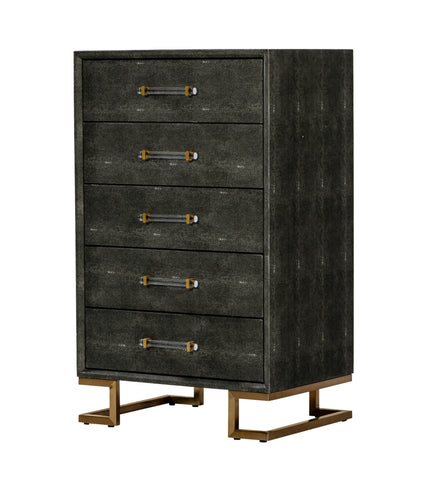 Modrest Howard Modern Shagreen Grey Leatherette & Gold Chest Model VGGMCHD-1528-5-CHEST