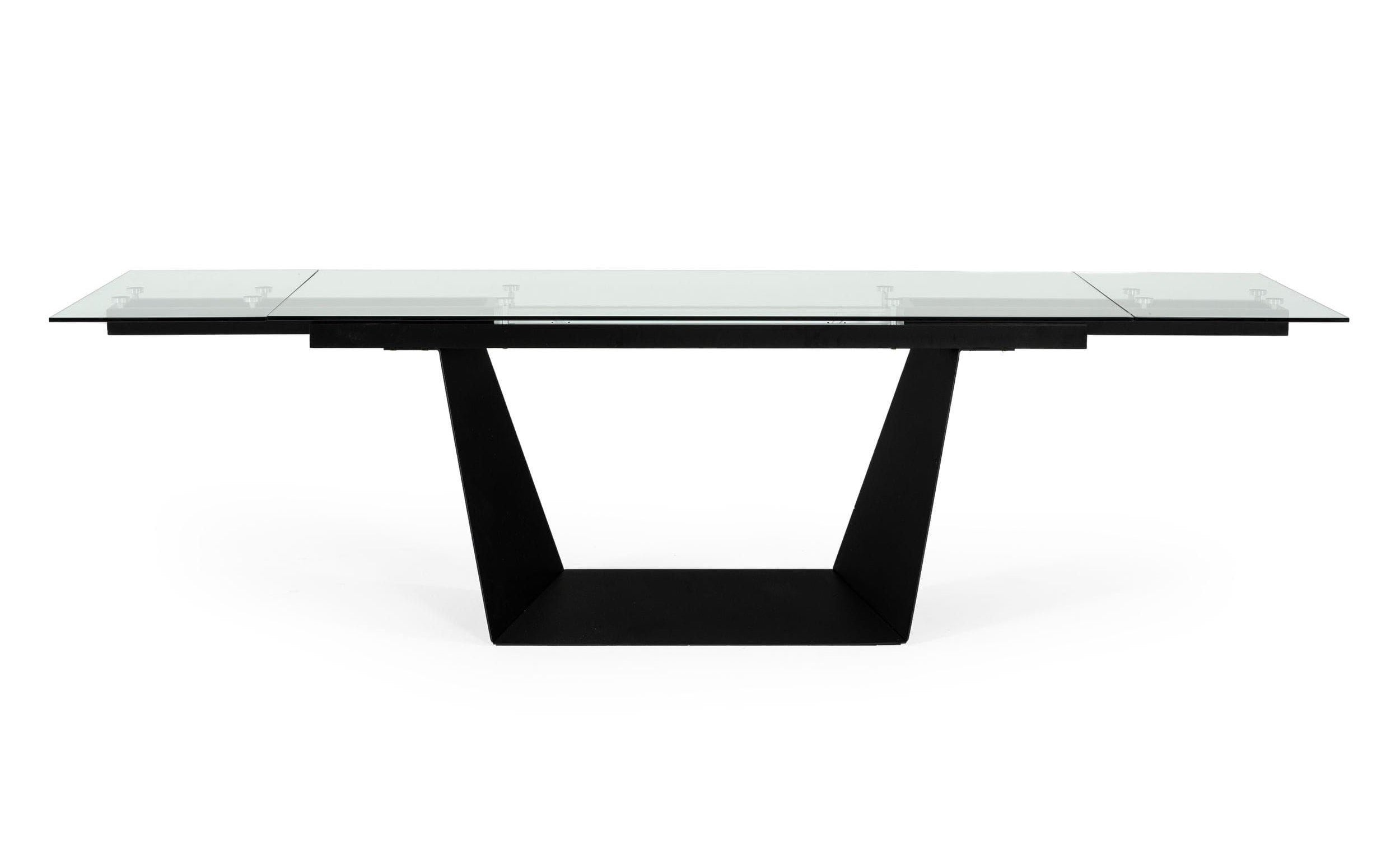 Modrest Bronwin Modern Black Glass Extendable Dining Table Model VGNSGD8684-BLK-DT