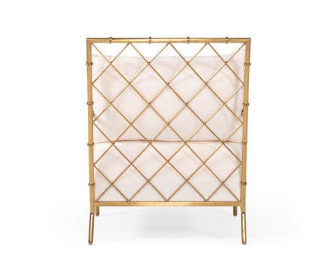 Divani Casa Ignacio Glam White Velvet & Gold Accent Chair Model VGMFOC-2211-WHT-CH