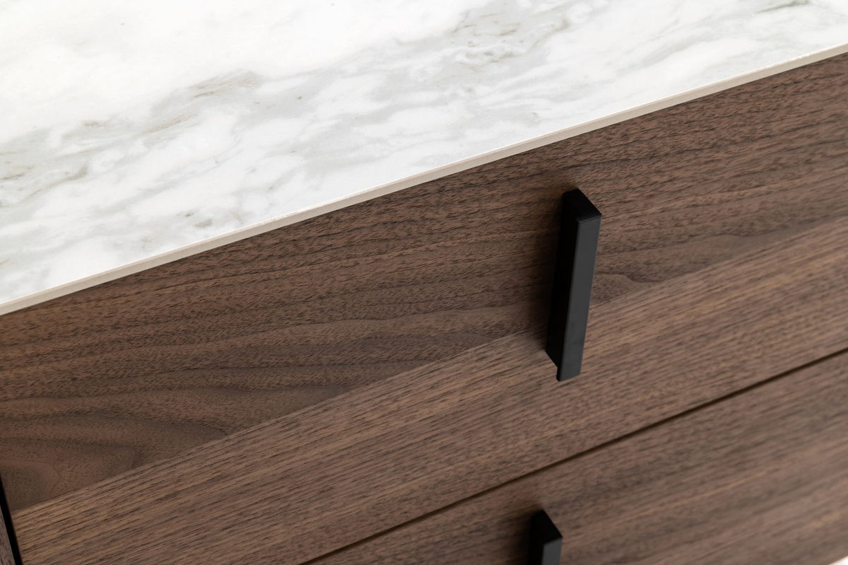 Modrest Chelton Contemporary White Ceramic & Walnut Dresser Model VGHB351C-WAL-DRS