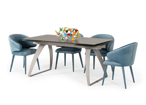 Modrest Pittson Modern Extendable Grey Glass Dining Table Model VGYFDT8852F-GRY-DT