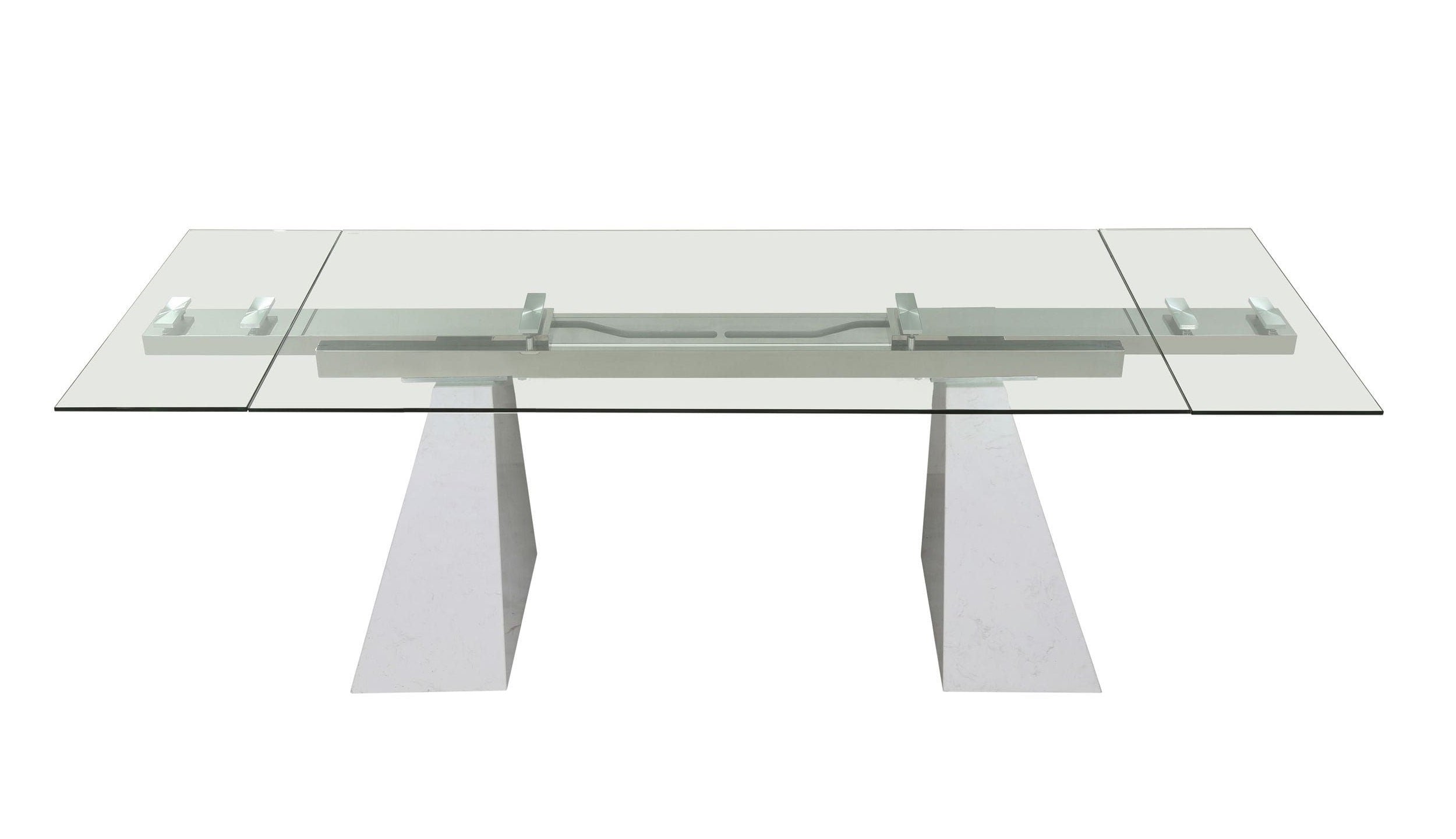 Modrest Latrobe Modern Extendable Quartz Stone & Glass Dining Table Model VGYFDT8765-5-DT-WHT