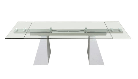 Modrest Latrobe Modern Extendable Quartz Stone & Glass Dining Table Model VGYFDT8765-5-DT-WHT