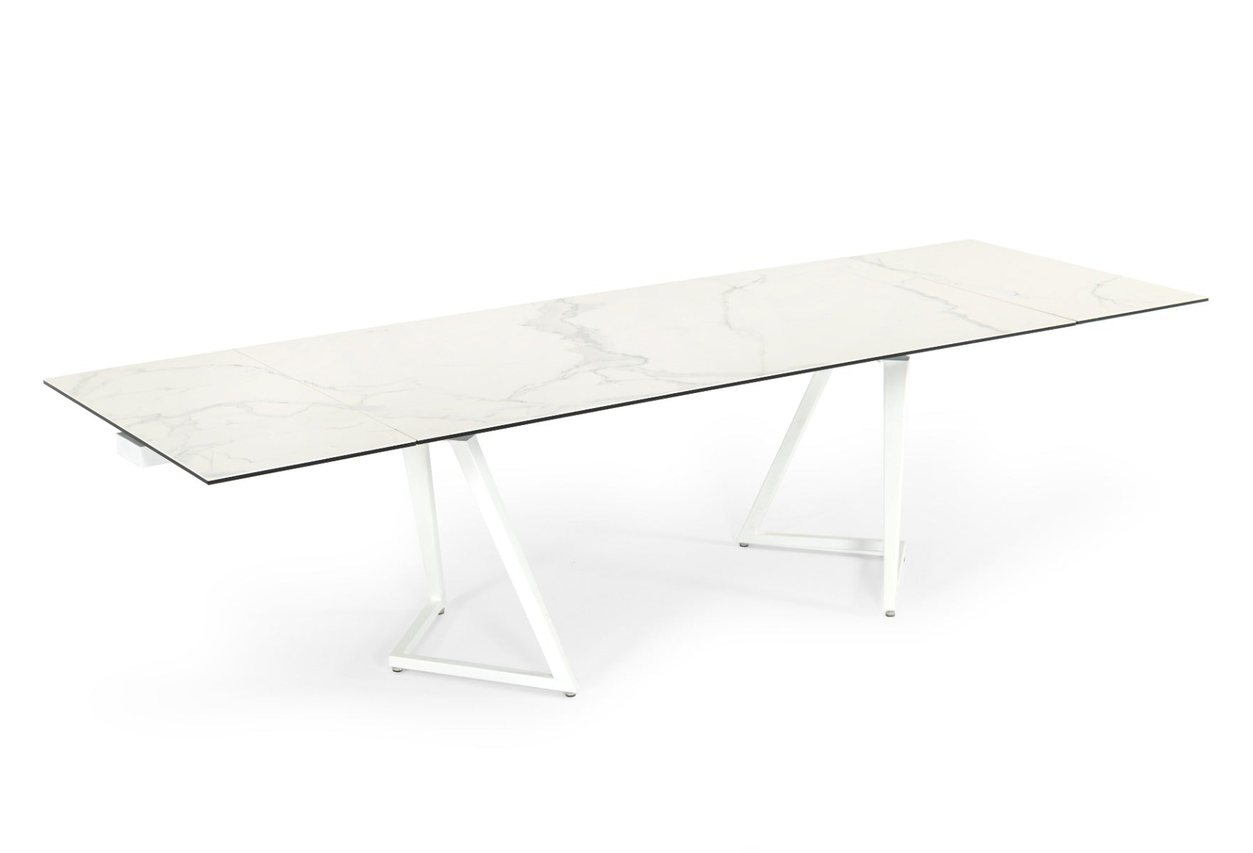 Modrest Farrell Modern White Ceramic Extendable Dining Table Model VGYFDT8765-3C-WHT-DT