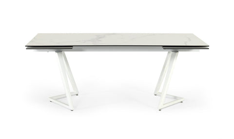Modrest Farrell Modern White Ceramic Extendable Dining Table Model VGYFDT8765-3C-WHT-DT