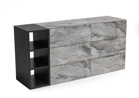 Nova Domus Maranello Modern Grey Wash & Faux Marble Dresser Model VGMAMQT-S25-BR-121-GRY-DRS