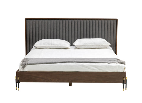 Nova Domus Metcalf Mid Century Walnut & Grey Bed Model VGMABR-120-WAL-BED