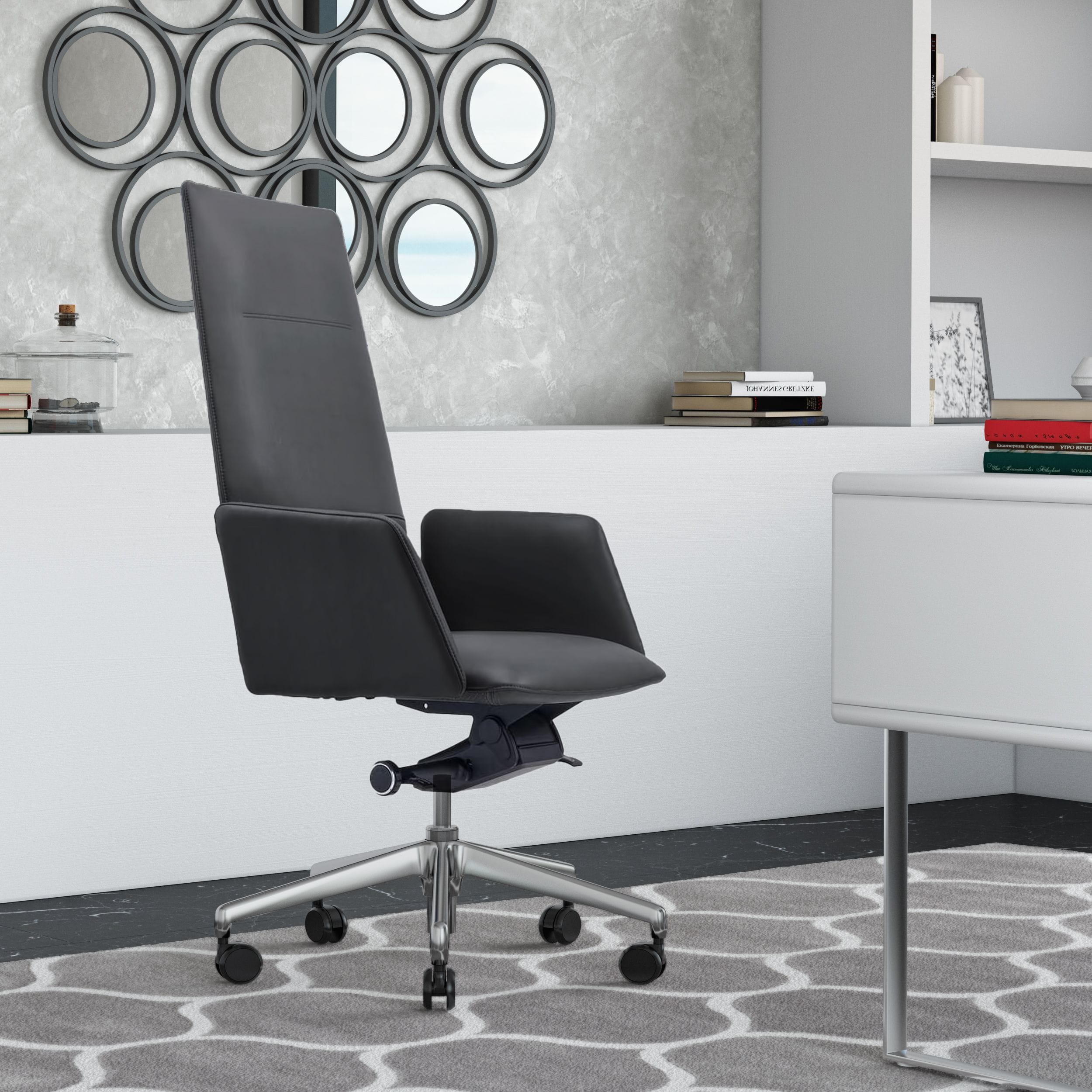 Modrest Tricia Modern Black High Back Executive Office Chair Model VGFUA1911-BLK-OC