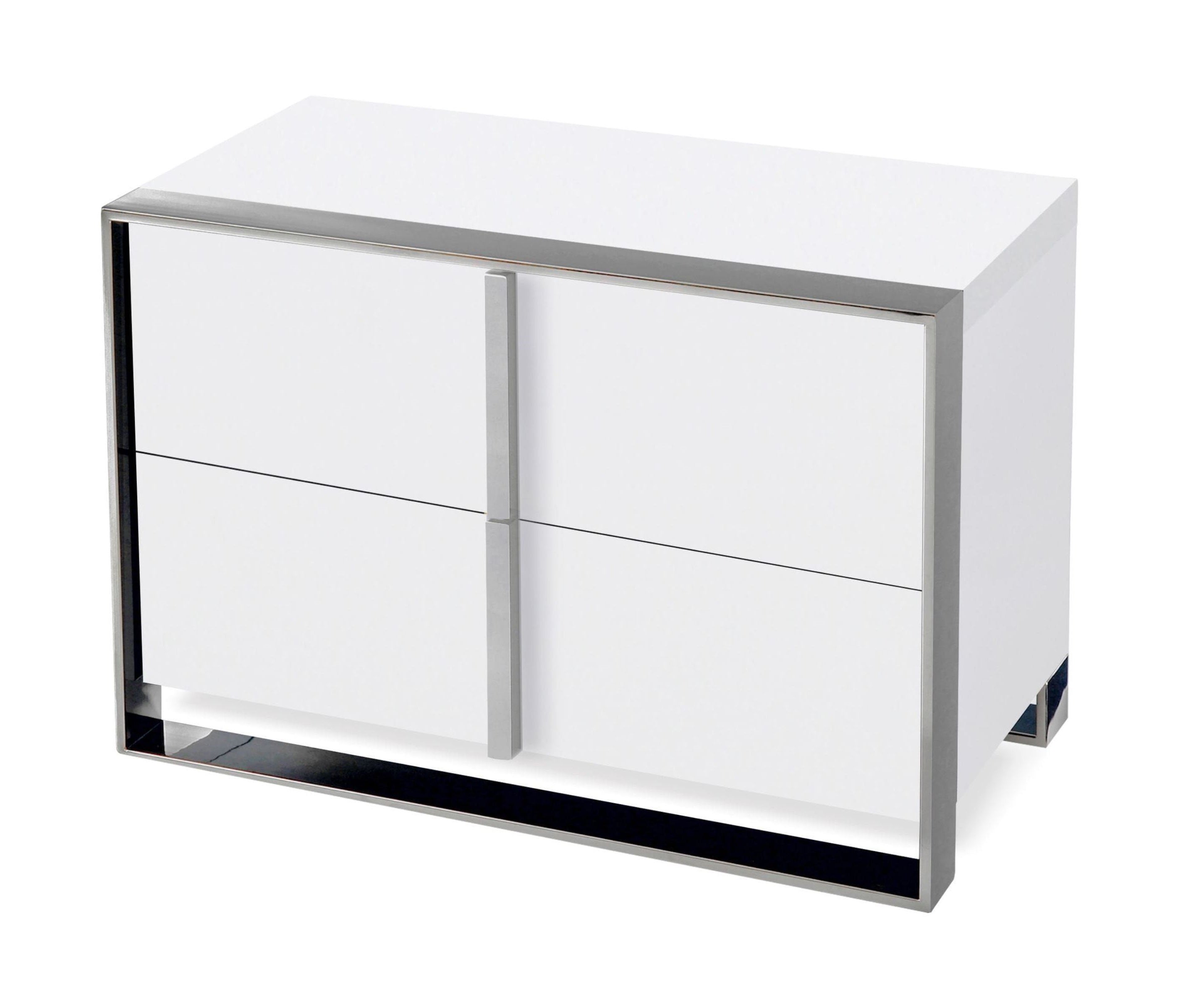 Nova Domus Francois Modern White & Stainless Steel Nightstand Model VGHBVIGU2-WHT-NS