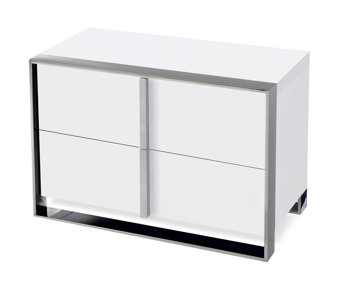 Nova Domus Francois Modern White & Stainless Steel Nightstand Model VGHBVIGU2-WHT-NS