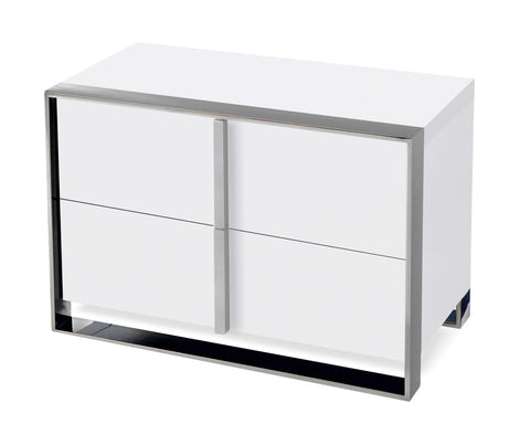 Nova Domus Francois Modern White & Stainless Steel Nightstand Model VGHBVIGU2-WHT-NS