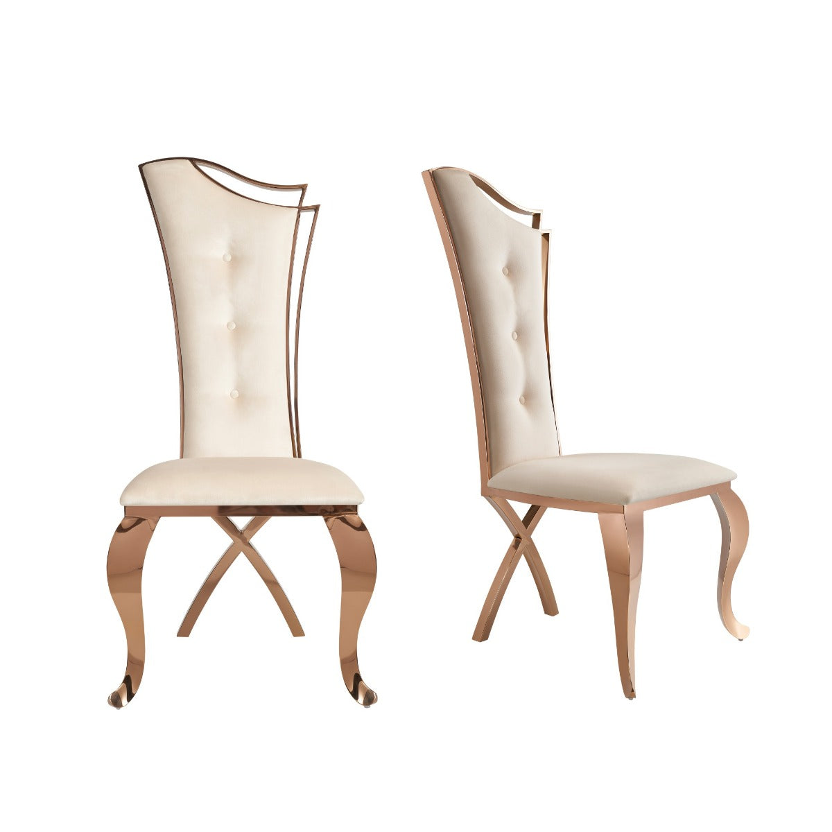 Modrest Bonnie Beige Velvet & Rose Gold Dining Chair (Set of 2) By VIG Furniture