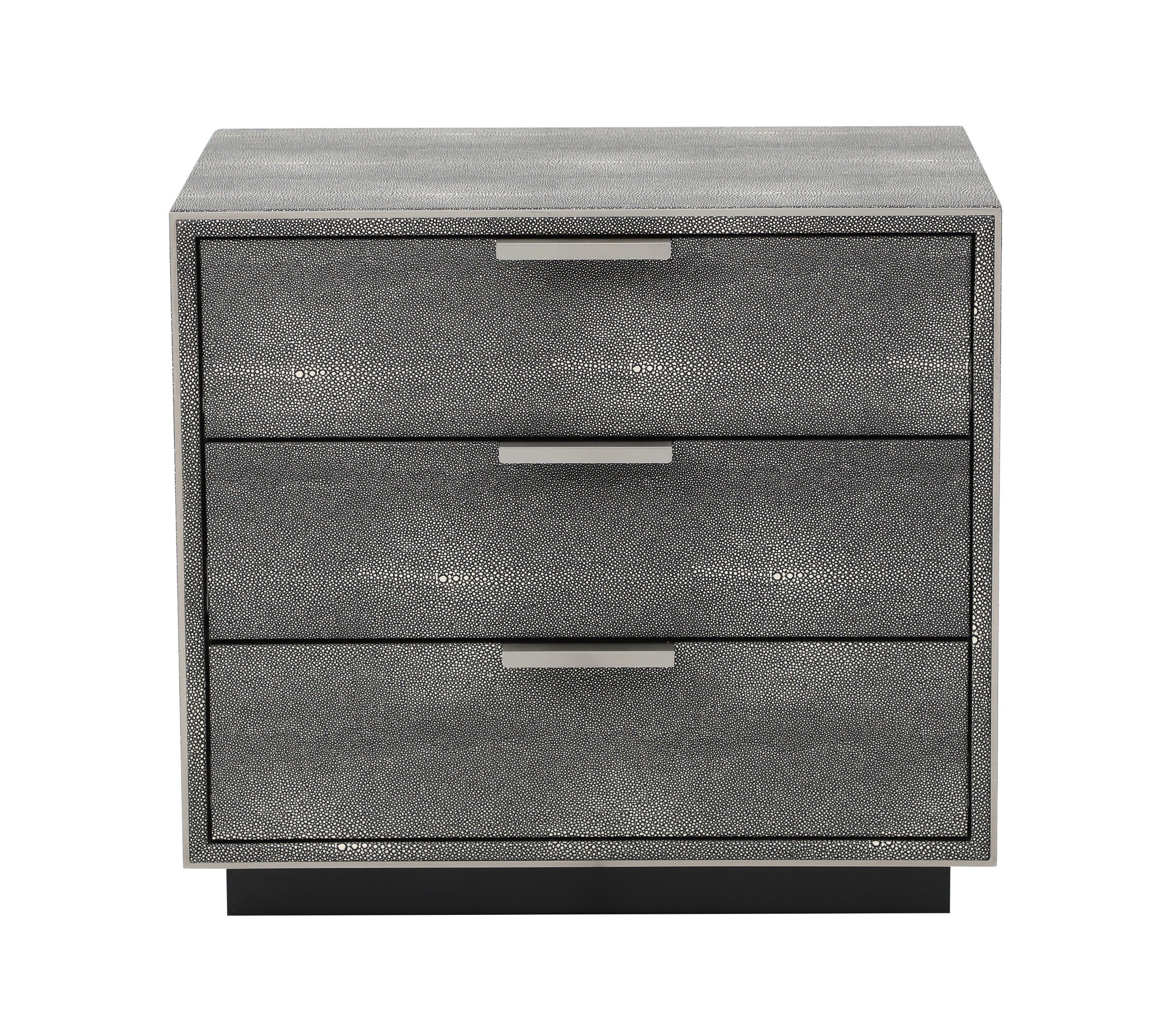 Modrest Dynasty Modern Shagreen Three Drawer Nightstand Model VGVCN2108-3-GRY-NS
