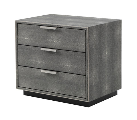 Modrest Dynasty Modern Shagreen Three Drawer Nightstand Model VGVCN2108-3-GRY-NS